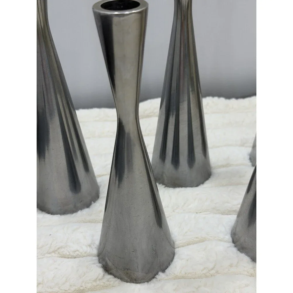 Vintage IKEA Erika Pekkari Taper Candle Holders Set of 5 | 1990s Stainless Steel